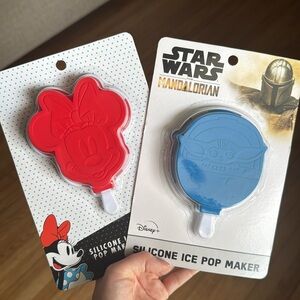 Disney Star Wars Mandalorian and Minnie Mouse silicone ice pop makers. Set of 2.